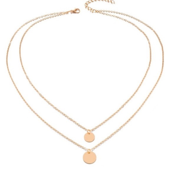 NWT Gold Two Disc Necklace - Picture 2 of 2